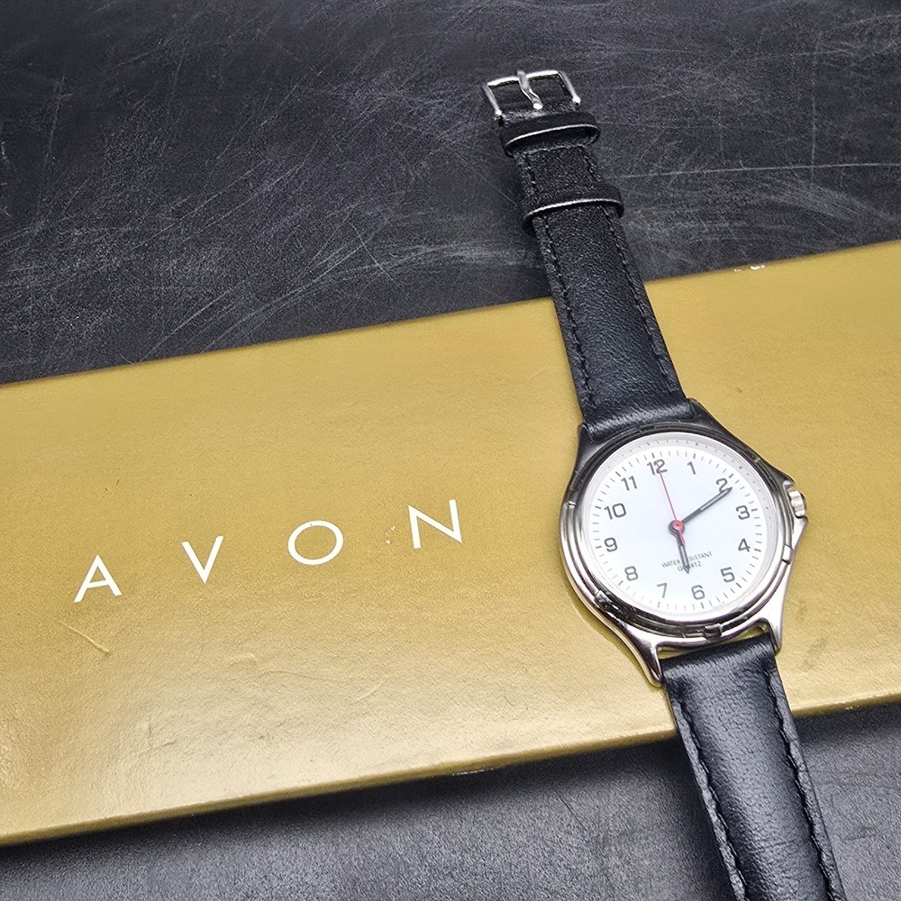 Avon Black Quartz Watch Black Band In Box WORKS Working